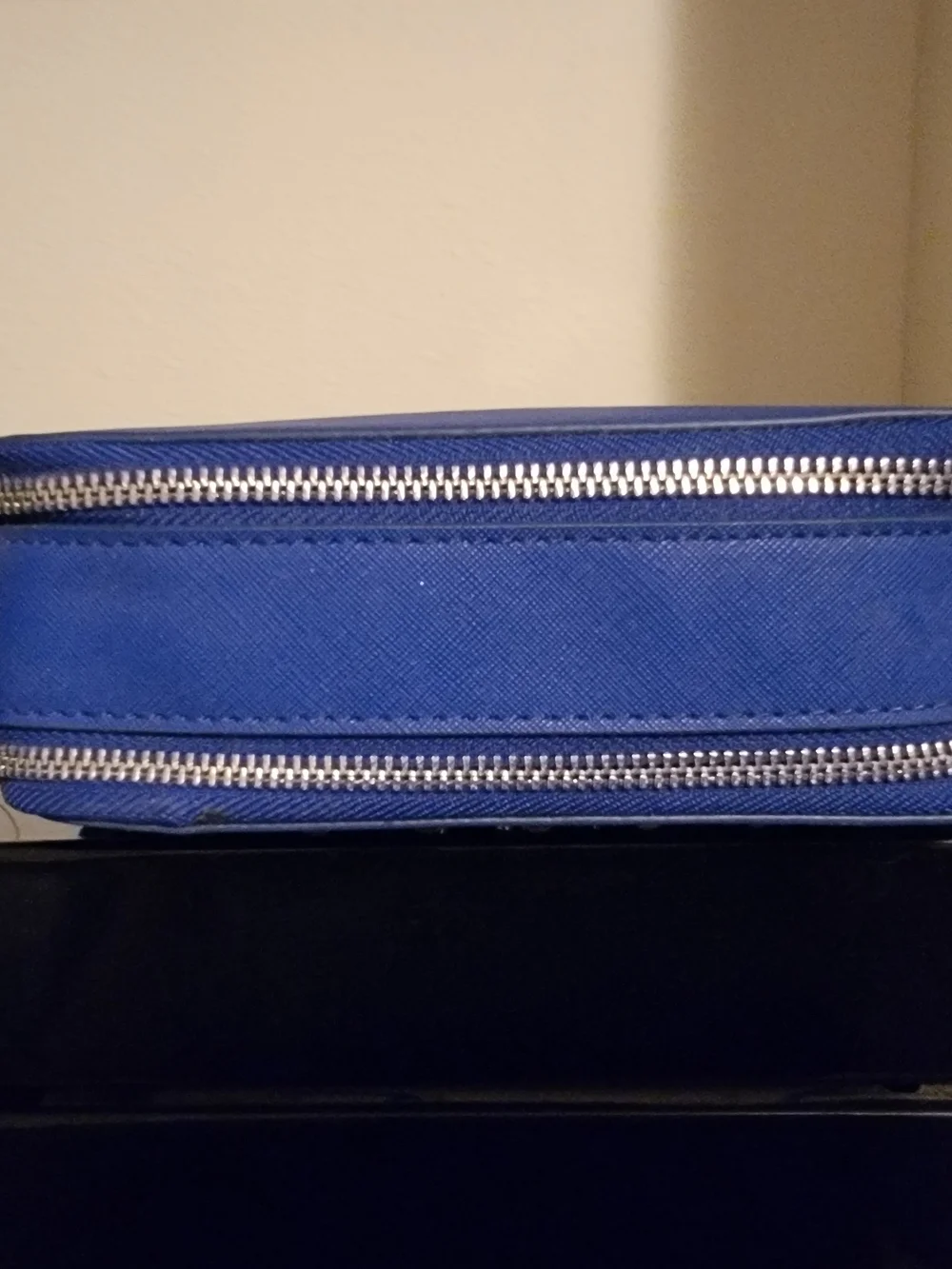 Valentino Orlandi Cobalt Blue Studded Wristlet with Silver V Emblem